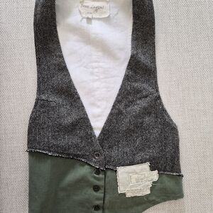 Gray and Green Button-Up Vest